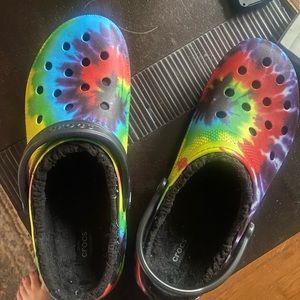 Fur Lined Tie Dye Crocs